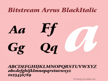 Bitstream Arrus Black Italic OSF Version 003.001 Font Sample