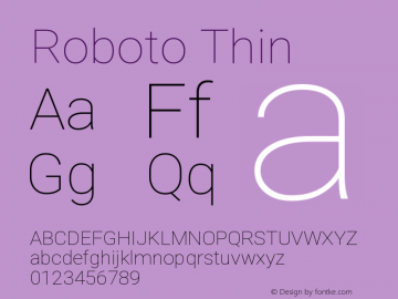 Roboto Thin Version 2.138 Font Sample