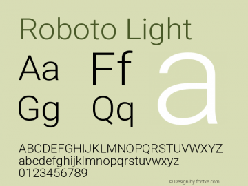 Roboto Light Version 2.138 Font Sample