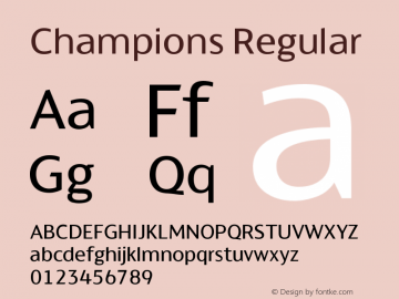 Champions-Regular Version 001.002 Font Sample