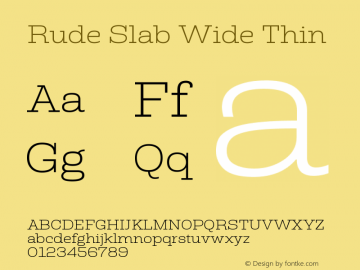 Rude Slab Wide Thin Version 1.000 Font Sample