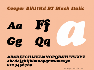 Cooper Black Italic Headline BT mfgpctt-v1.52 Tuesday, January 26, 1993 8:22:30 am (EST)图片样张