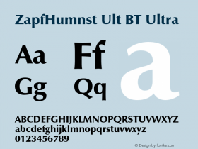 ZapfHumnst Ult BT Ultra mfgpctt-v4.4 Dec 29 1998 Font Sample