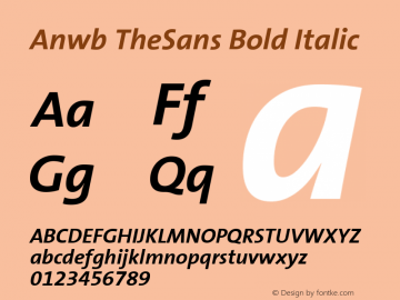 AnwbTheSans-BoldItalic Version 2.003 Font Sample