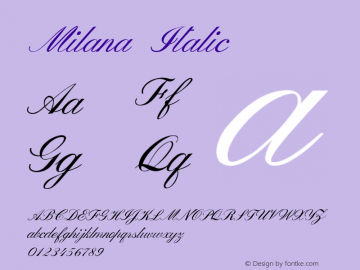MilanaItalic Version 1.000 Font Sample