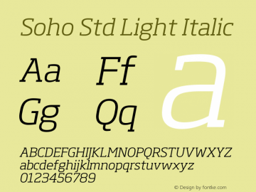 SohoStd-LightItalic Version 1.000 Font Sample