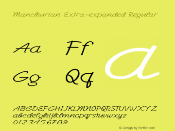 Manchurian-ExtraexpandedRegular Version 1.000 Font Sample