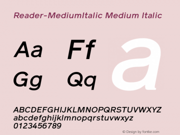 Reader-MediumItalic Version 1.000 Font Sample