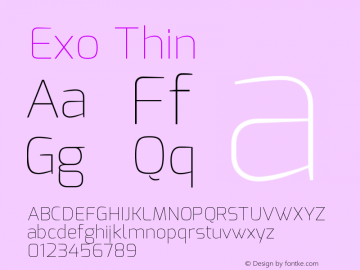 Exo Thin Version 1.00 Font Sample