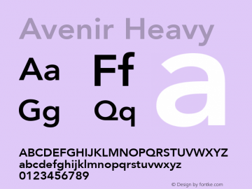 Avenir Heavy 8.0d3e1 Font Sample