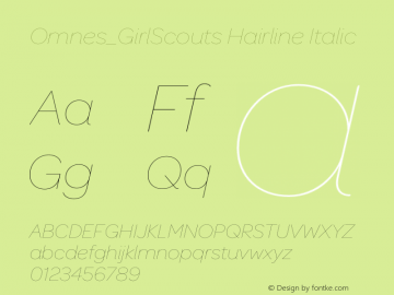 Omnes_GirlScouts Hairline Italic 001.000 Font Sample