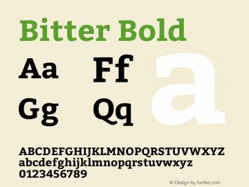 Bitter-Bold Version 001.001 Font Sample