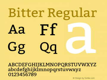 Bitter-Regular Version 1.001 Font Sample