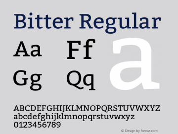 Bitter-Regular Version 1.001 Font Sample