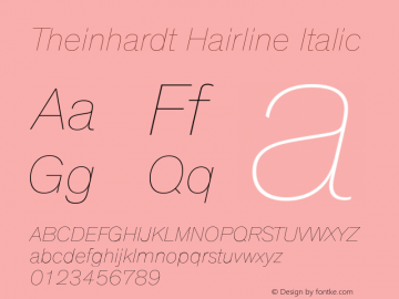 Theinhardt-HairlineItalic Version 001.001 Font Sample