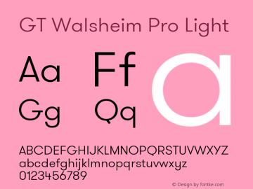 GTWalsheimProLight Version 1.001 Font Sample