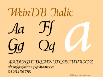 WeinDB Italic Altsys Fontographer 4.0.3 9.9.1994 Font Sample