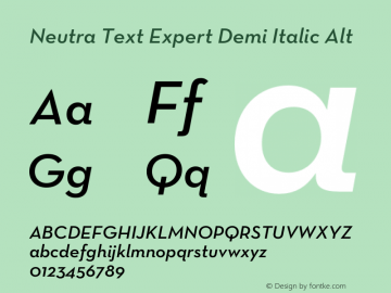 NeutraTextExp-DemiItalicAlt OTF 1.001;PS 001.000;Core 1.0.29 Font Sample