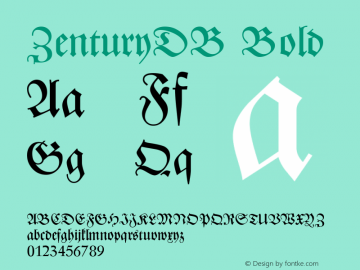 ZenturyDB Bold Altsys Fontographer 4.0.3 9.9.1994 Font Sample