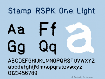 Stamp RSPK One Light Version 1.010;PS 001.010;hotconv 1.0.88;makeotf.lib2.5.64775 Font Sample