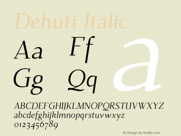 Dehuti Italic Version 1.2 Font Sample
