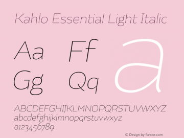 KahloLightEssential-Italic 1.000 Font Sample