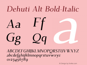 Dehuti Alt Bold Italic Version 1.2图片样张