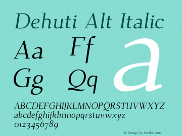 Dehuti Alt Italic Version 1.2 Font Sample