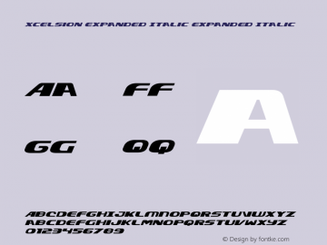 Xcelsion Expanded Italic Expanded Italic Version 4.00 July 14, 2016图片样张