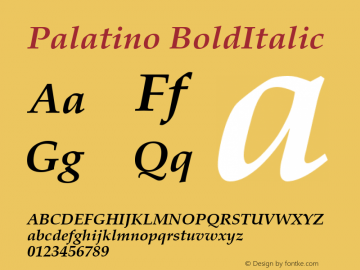 Palatino BoldItalic Version 1.00图片样张