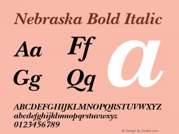 Nebraska Bold Italic 001.003 Font Sample