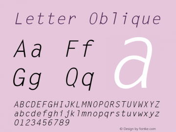 Letter Oblique 1.000 Font Sample