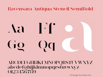 RavensaraAntiquaStencil-SemiBol Version 1.000 Font Sample