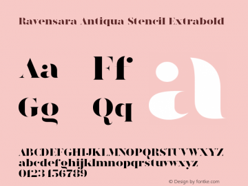 RavensaraAntiquaStencil-Extrabo Version 1.000 Font Sample