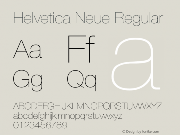 HelveticaNeue-UltraLight 001.001 Font Sample