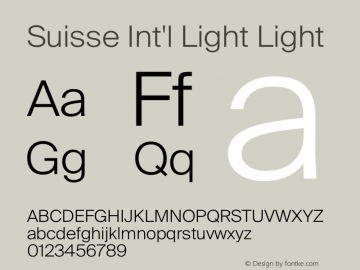 SuisseInt'lLight Version 2.500 Font Sample