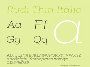 a1cf7d7c09581a31 - subset of Rudi Thin Italic Version 1.000图片样张