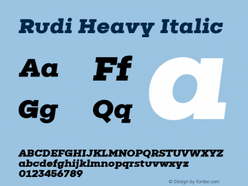 24491414217f4c37 - subset of Rudi Heavy Italic Version 1.000 Font Sample