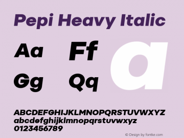 b6bd32b989681782 - subset of Pepi Heavy Italic Version 1.000 Font Sample