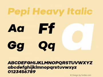 b6bd32b989681782 - subset of Pepi Heavy Italic Version 1.000 Font Sample