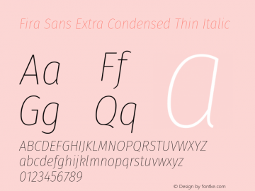 Fira Sans Extra Condensed Thin Italic Version 4.203图片样张