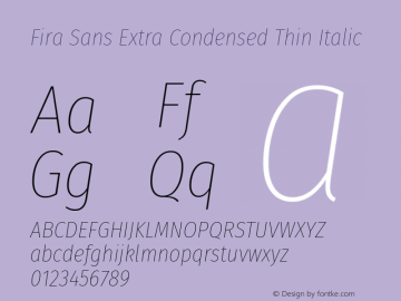 Fira Sans Extra Condensed Thin Italic Version 4.203图片样张