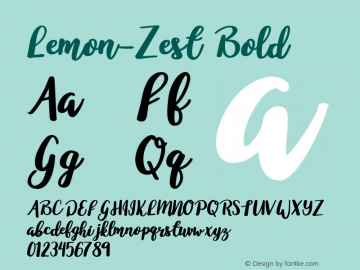 Lemon-Zest Bold Version 1.000;PS 001.000;hotconv 1.0.70;makeotf.lib2.5.58329图片样张