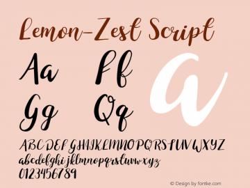 Lemon-Zest Script Version 1.000;PS 001.000;hotconv 1.0.88;makeotf.lib2.5.64775 Font Sample