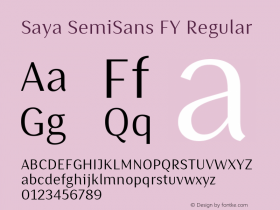 Saya SemiSans FY Regular Version 1.000图片样张