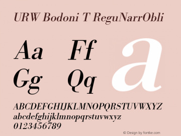 URW Bodoni T ReguNarrObli Version 001.005 Font Sample