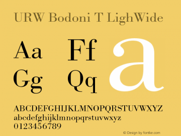 URW Bodoni T LighWide Version 001.005 Font Sample