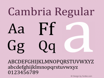 Cambria Version 5.96 Font Sample