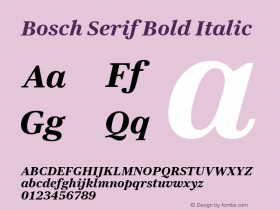 Bosch Serif Bold Italic Version 2.00 Font Sample