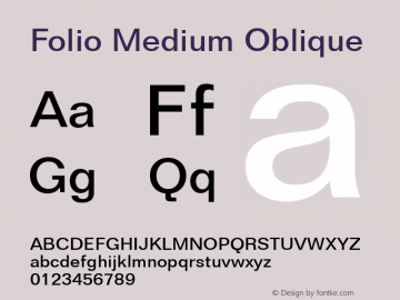 Folio  Medium Oblique mfgpctt-v1.52 Wednesday, January 27, 1993 4:34:04 pm (EST) Font Sample